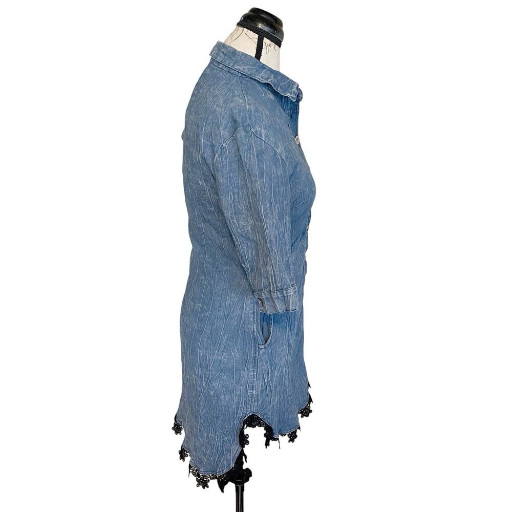 Womens Dress Size Medium Denim Jean Y2k, 80's, 90's Acid Stone Wash Countrycore - Picture 4 of 12